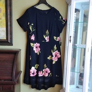 NWT  Black floral high low dress.